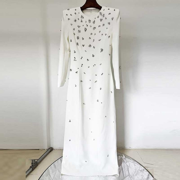 Womens Beaded Evening Gown Long Dress