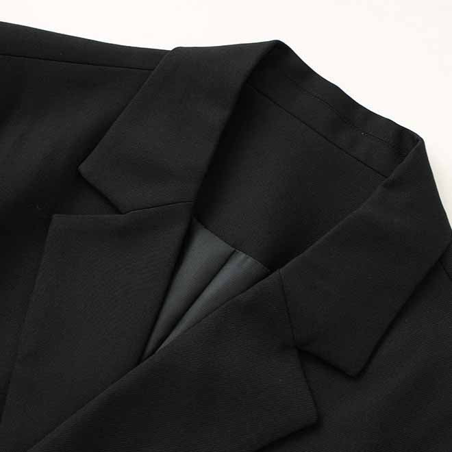 Women’s Black Blazer Coat with Metal Lock Closure – Edgy Classic Tailoring