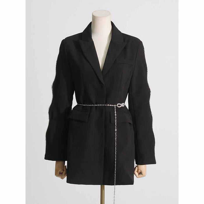 Women's Black Crystal-embellished Blazer Dress