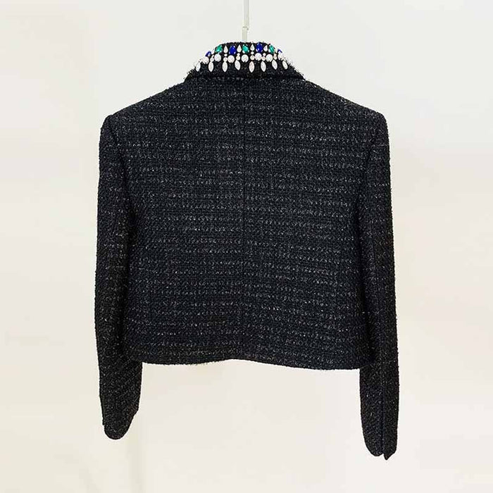 Womens Black Long Sleeve Cardigan Sweaters With Beaded