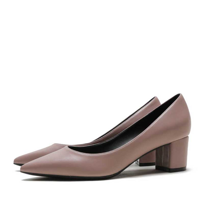 Stylish SD Dresscode women's block heel dress shoes in soft mauve with a sleek pointed toe design