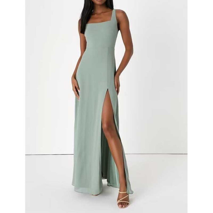 Women's Chiffon Bridesmaid Dresses high Split Formal Wedding Guest Dress