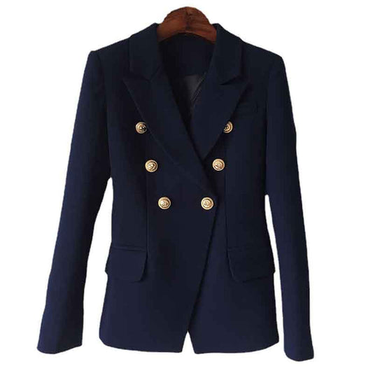 Women's Coats & Jackets Navy Blue Plus Size Gold Buttons Jacket