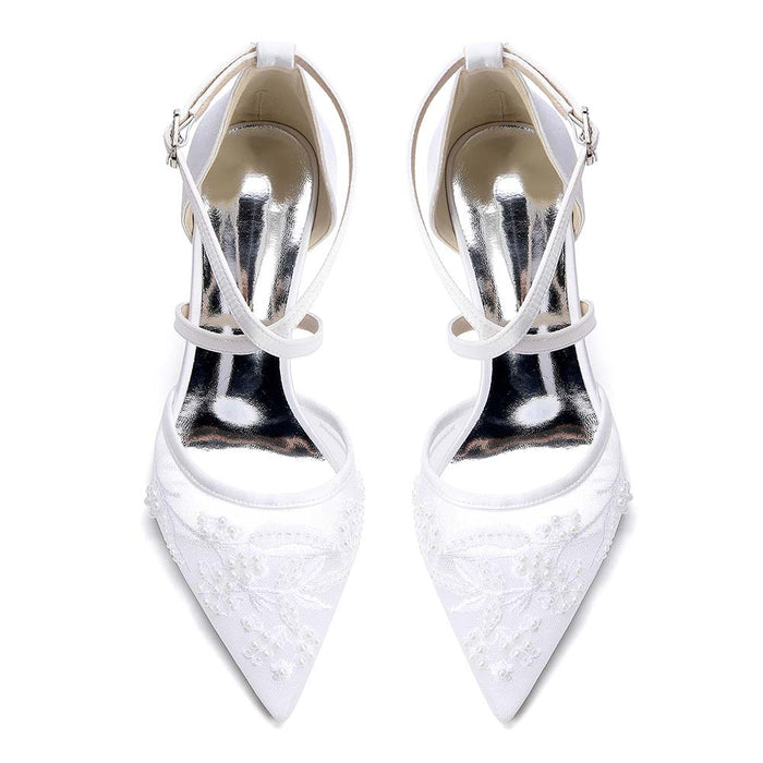 Women's Crossing Strap Dress Heels-Block Heel Wedding Shoes