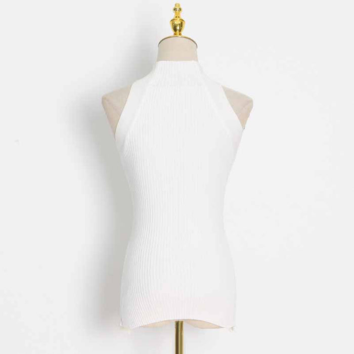 Women's Cutout Twist-front Ribbed Cotton-blend Tank Top
