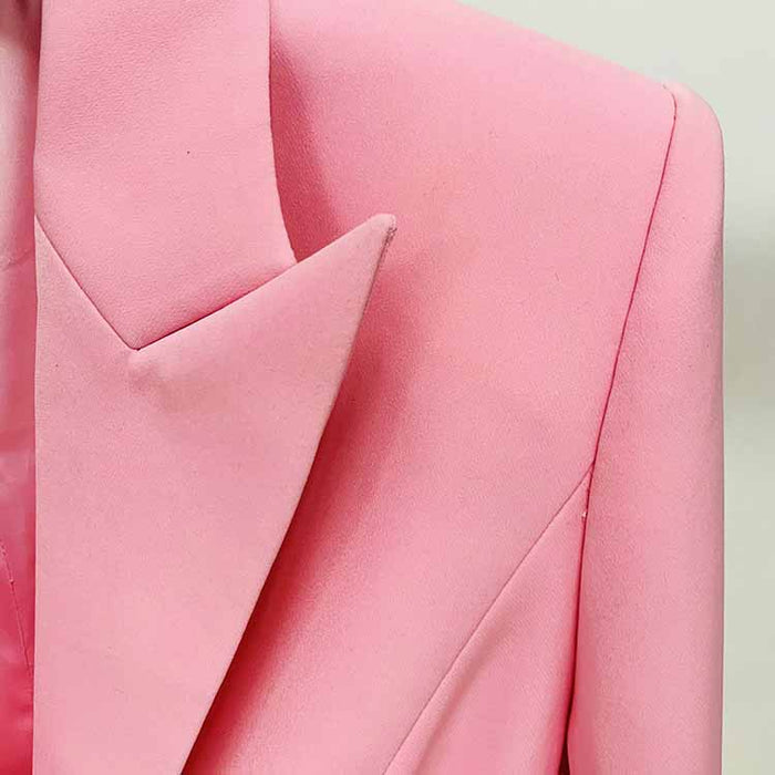 Women's Deep V Neck Fitted Style One Button Blazer Jacket Black Pink White