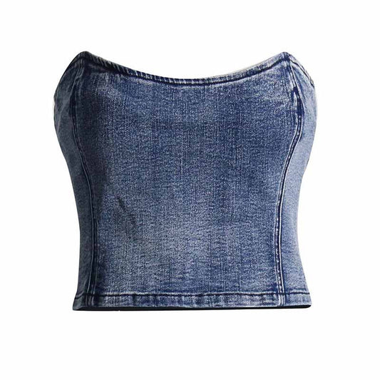 Womens Denim Bustier Top