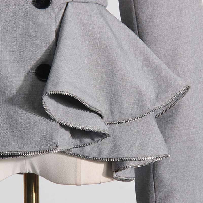 Women's Double Breasted Blazer With Scallops