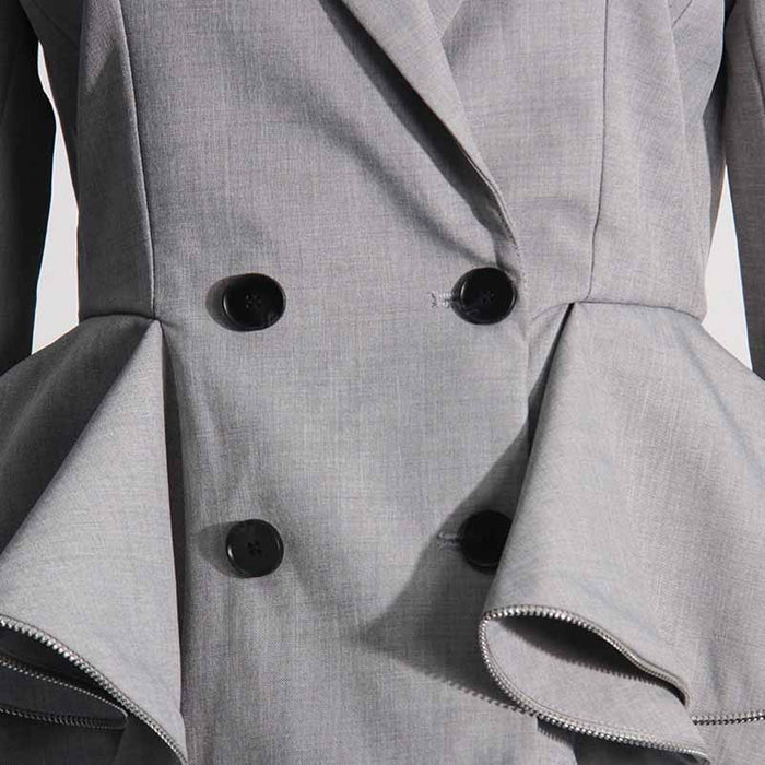 Women's Double Breasted Blazer With Scallops