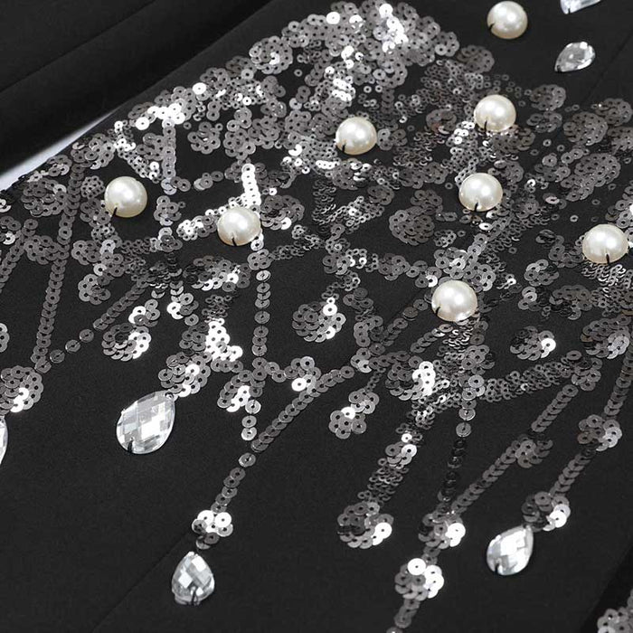 Women's Evening Blazer | Black Sequin Coat for Parties & Events