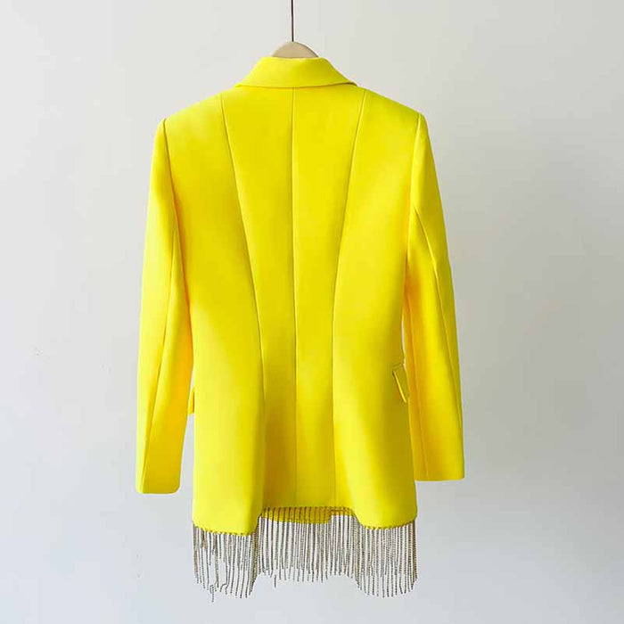 Women's Fitted Yellow Short Blazer  + Mini Skirt Suit
