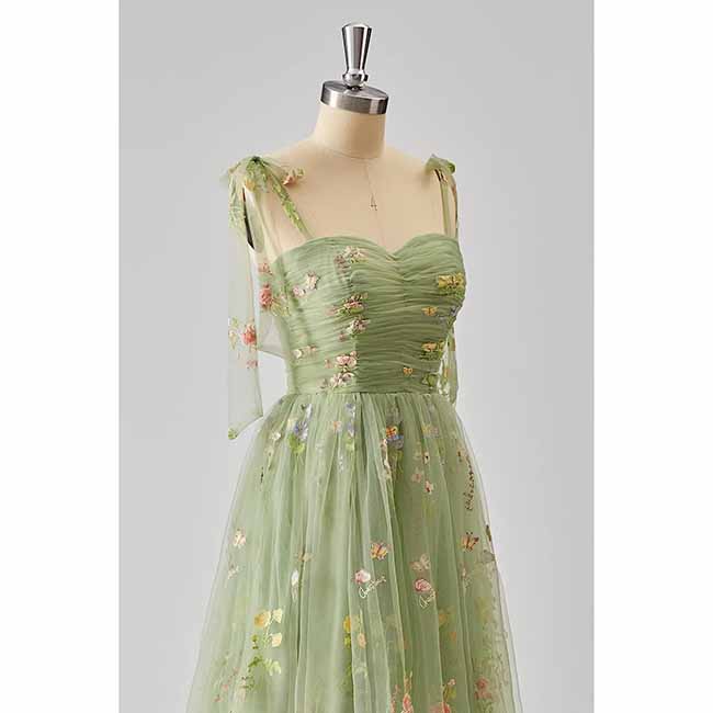 Womens Flower Embroidery Tulle Prom Dress Formal Evening Party Gowns
