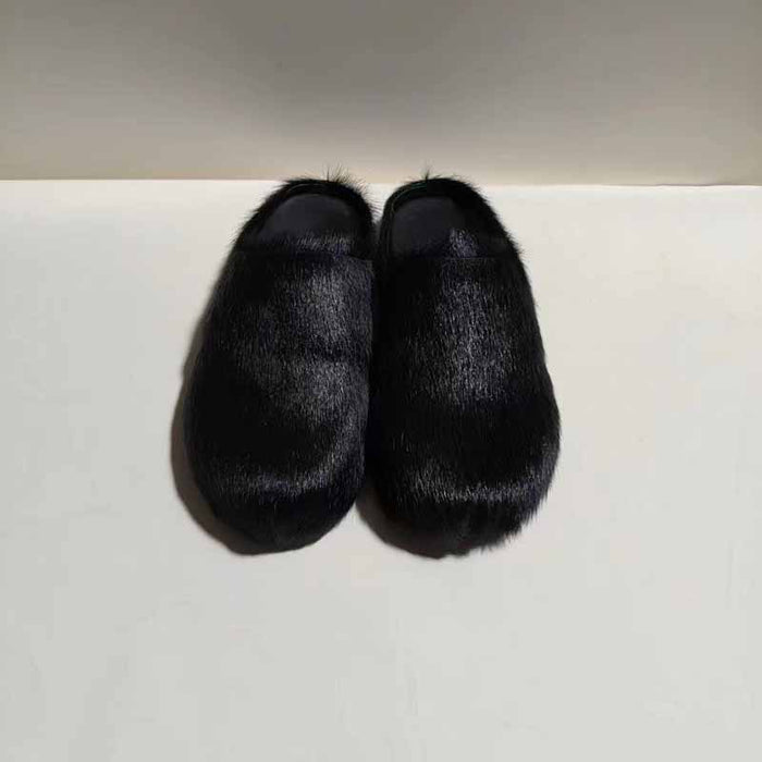 Womens Fussbett Sabot Calfskin Loafers Fur Slippers