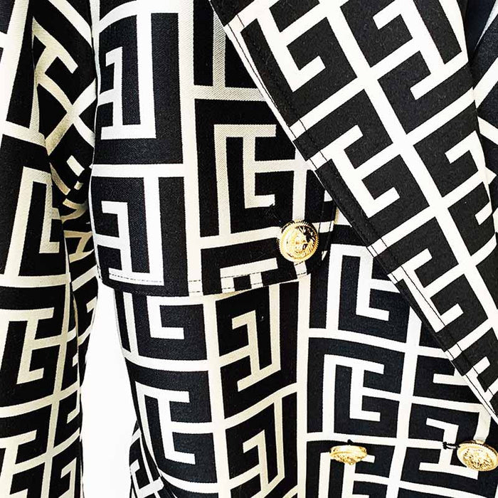 Women's Geometric Trench Coats Monogrammed Trench Coat In Black