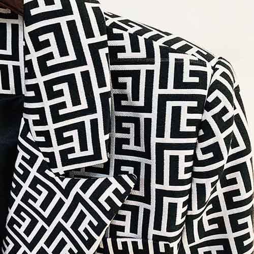 Women's Golden Lion Buttons Maze Pattern Fitted Blazer Jacket