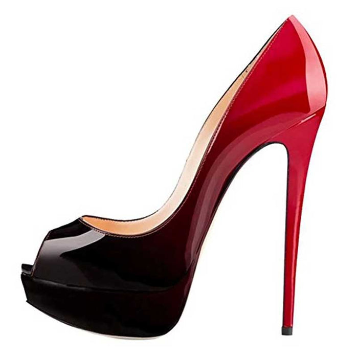 Women's Gradient Color Platform Pumps Patent Leather Wedding Prom Shoes Stiletto