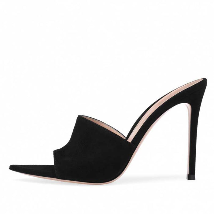 Womens High Heeled Mules Peep Toe Stiletto Sandals