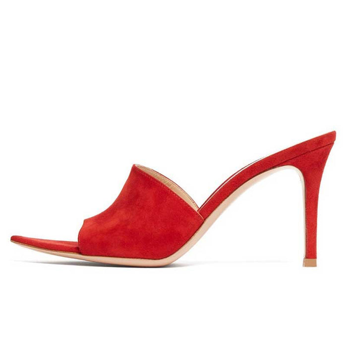 Womens High Heeled Mules Peep Toe Stiletto Sandals
