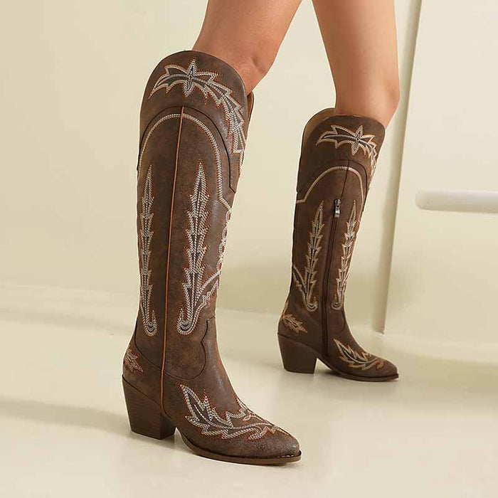 Women's Knee High Cowboy Boots - Stylish & Chic