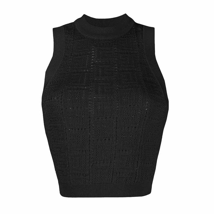 Women's Kniited Crop Top Sleeveless Cropped Sweater Vest