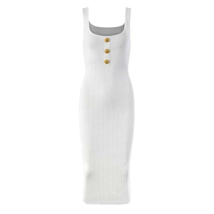 Women's Knitted Midi Dress in Black, White