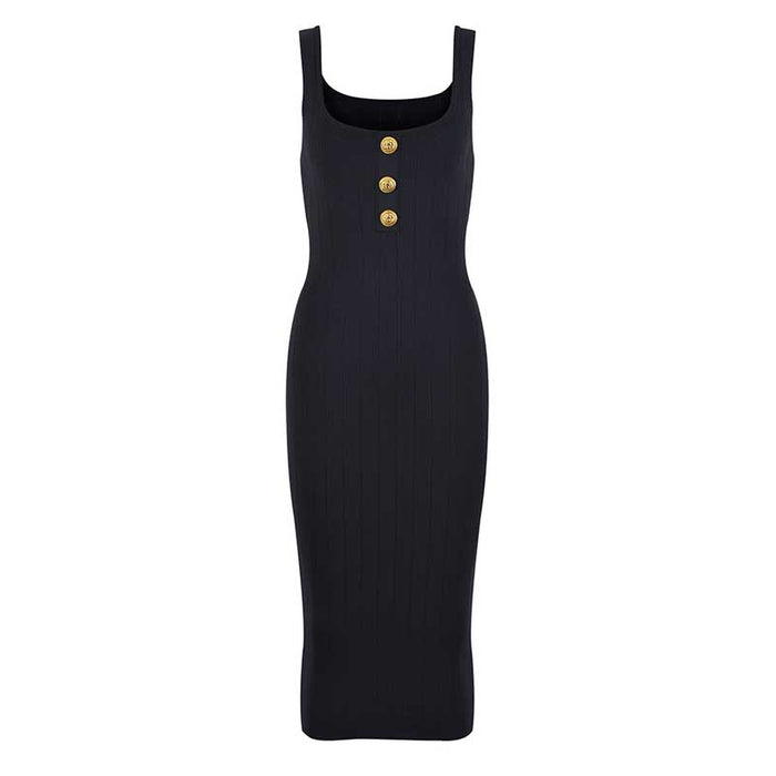 Women's Knitted Midi Dress in Black, White