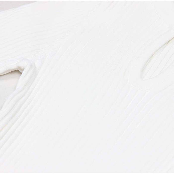 Women's Knitted Skater Short Dress Ribbed Mini Dress in White