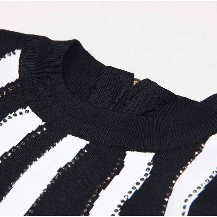 Women's Knitted Zebra-print Embellished Mini Dress