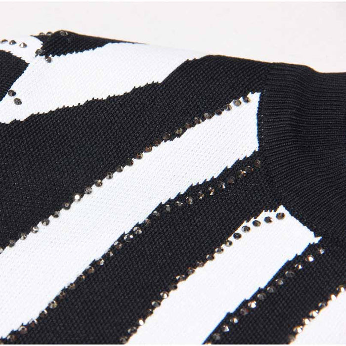 Women's Knitted Zebra-print Embellished Mini Dress
