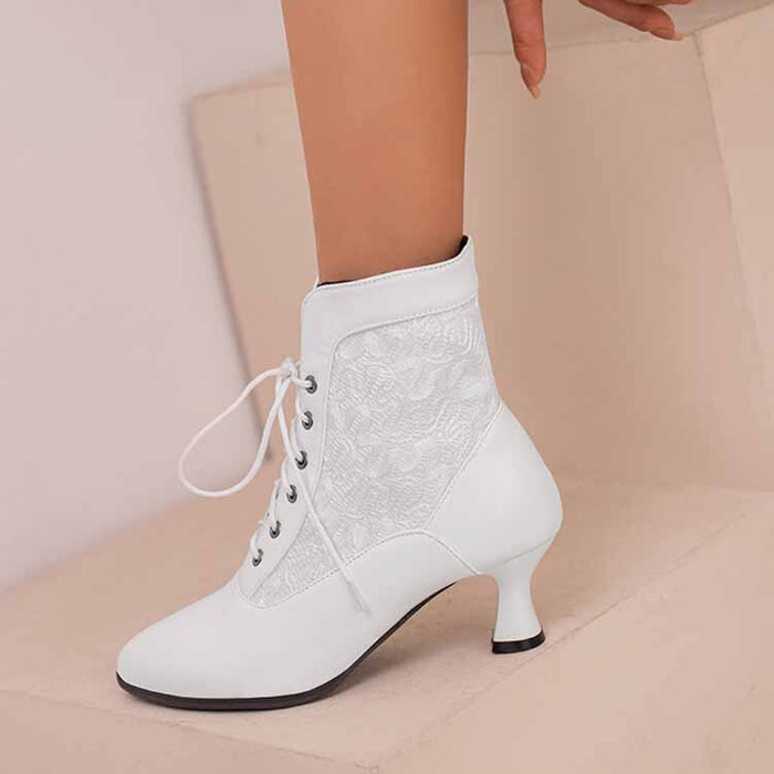 Women's Lace-up Ankle Bootie low heel Boots Plus Size Shoes
