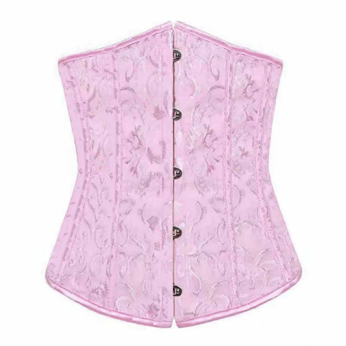 Womens Lace Up Boned Underbust Waist Trainer Corset Jacquarded