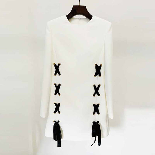 Women's Lace-Up Long Sleeves Minidress