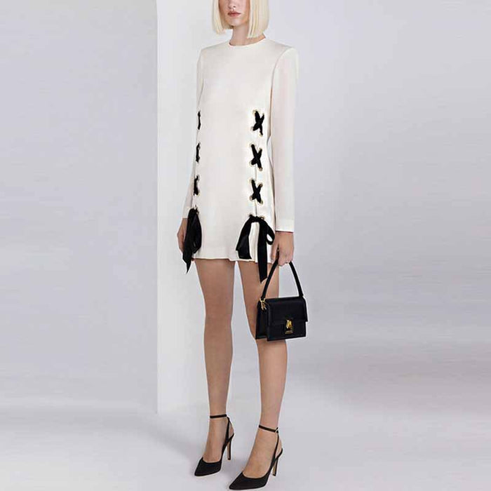 Women's Lace-Up Long Sleeves Minidress