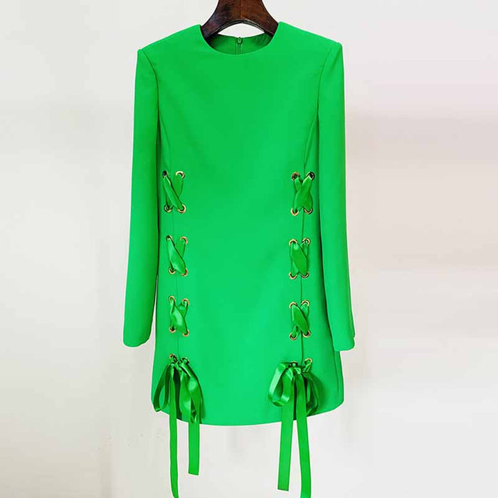 Women's Lace-Up Long Sleeves Minidress