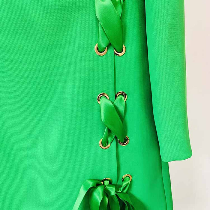 Women's Lace-Up Long Sleeves Minidress
