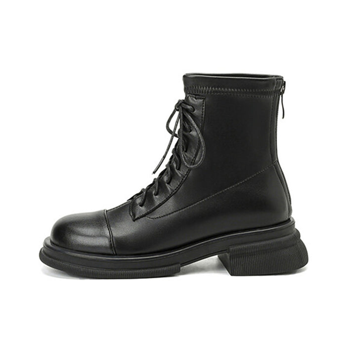 Women's lace up martin boots low heel bootie