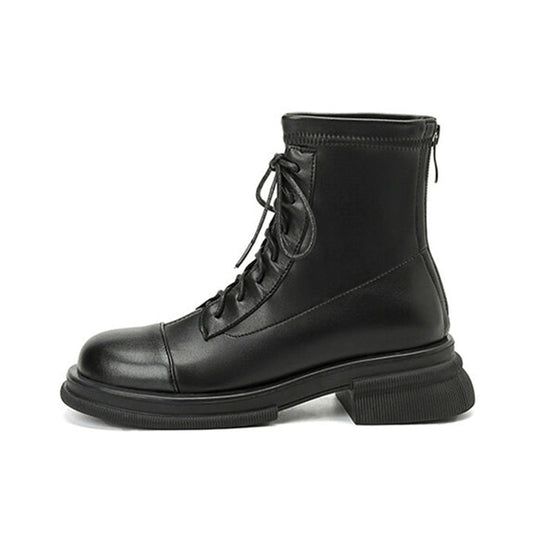Women's lace up martin boots low heel bootie