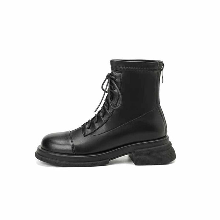 Women's lace up martin boots low heel bootie