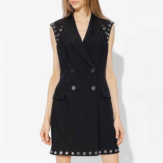 Women's little short blazer dress in black white