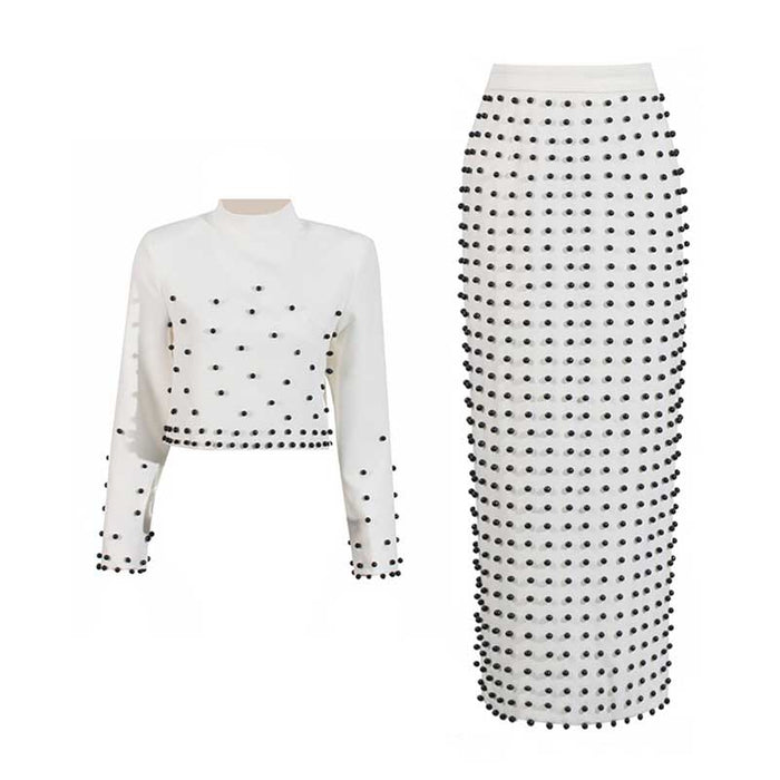 Women's Long Skirt Suit Collarless Top + Skirt Set Formal Skirt Suit