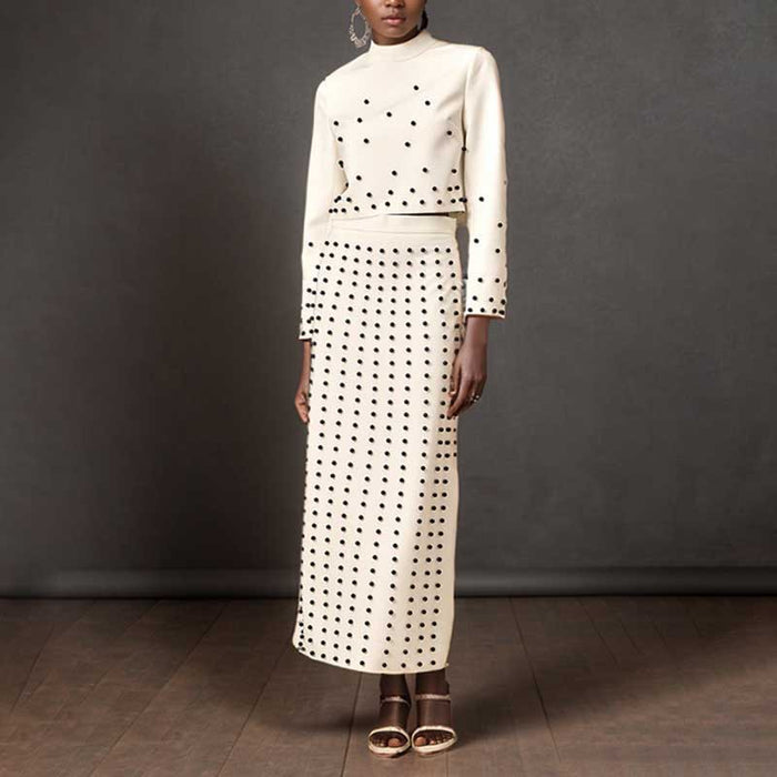 Women's Long Skirt Suit Collarless Top + Skirt Set Formal Skirt Suit