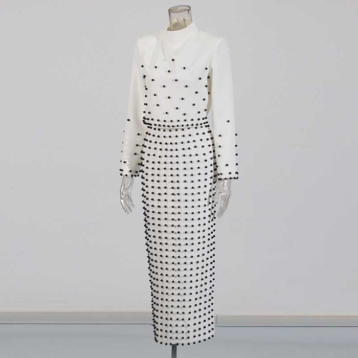 Women's Long Skirt Suit Collarless Top + Skirt Set Formal Skirt Suit