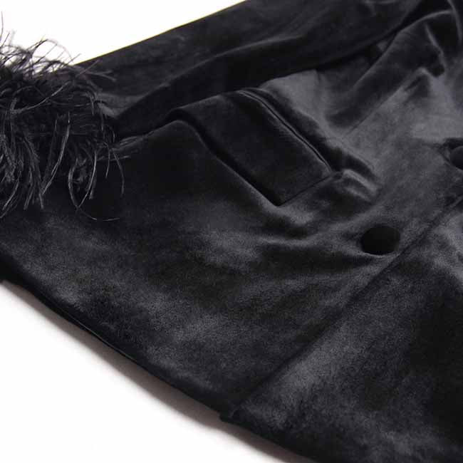 Women's Long Sleeve Black Feather Blazer