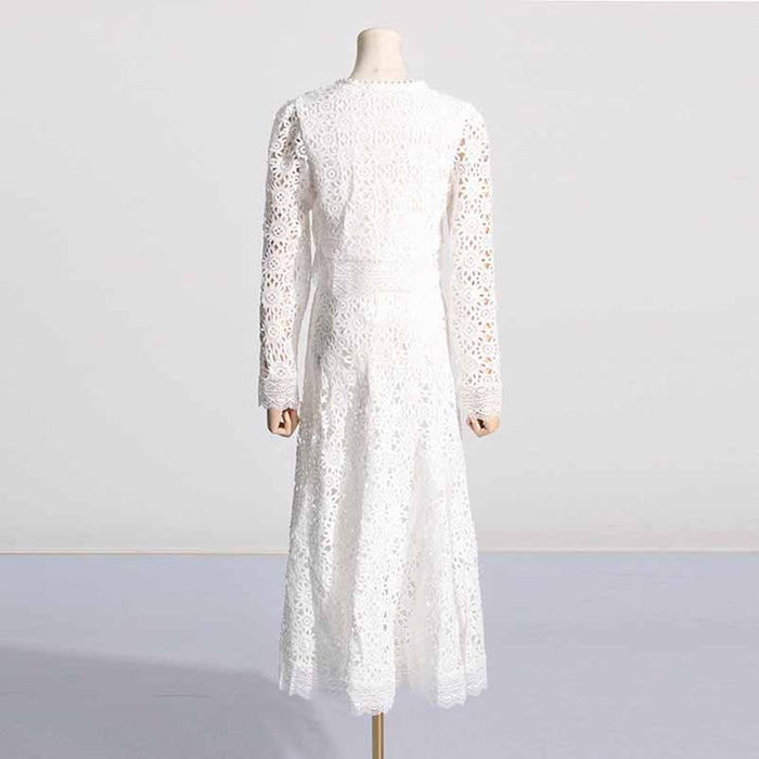 Women's long sleeve lace skirt suit two pieces wedding party suit