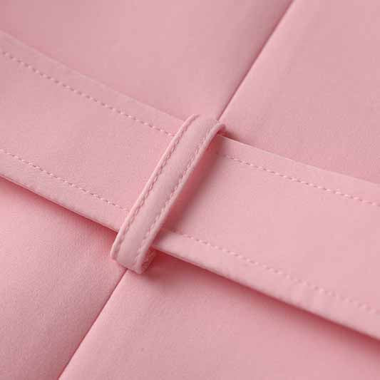 Women's Luxury Fitted Pink Blazer Golden Lion Buttons Coat Belted Jacket