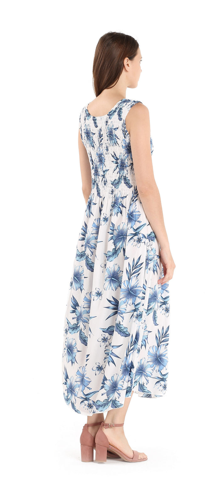Women's Maxi Elastic Tank Dress with Matching Hat in Day Dream Bloom