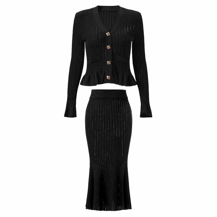 Women's Mermaid Skirt Suit Two Pieces Elegant Knit Set