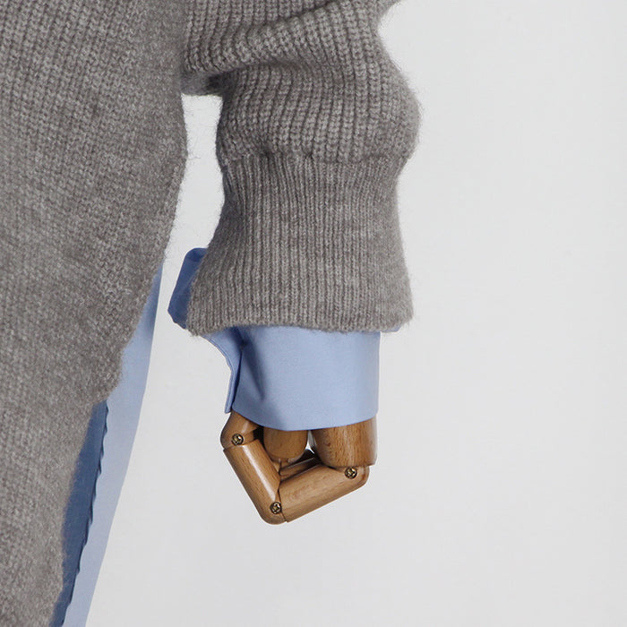 Women's Middle Length Color Block Sweaters Trendy Sweaters