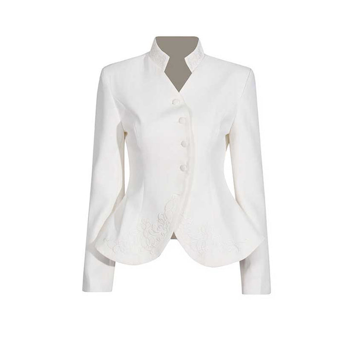 Women's Midi Skirt Suit Standard Collar Long Sleeve Formal Suit