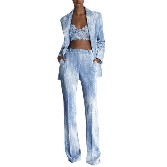 Women's Multicolor Color Pantsuit Two Pieces Outfit Flared Pants Suit